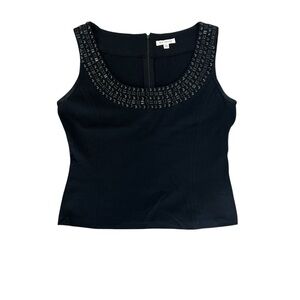 St. John made in USA Black Embellished knit Tank Top Sz L